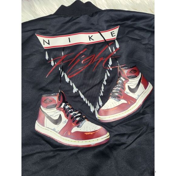 NWT|Nike Jordan Flight Renegade Black Bomber Jacket, SMALL - Picture 10 of 13